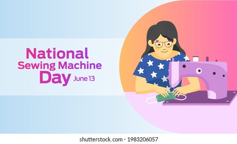 National Sewing Machine Day on june 13 business brochure flyer banner design horizontal template vector, cover presentation, modern publication poster and flag-banner.