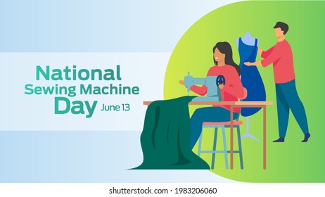 National Sewing Machine Day on june 13 business brochure flyer banner design horizontal template vector, cover presentation, modern publication poster and flag-banner.