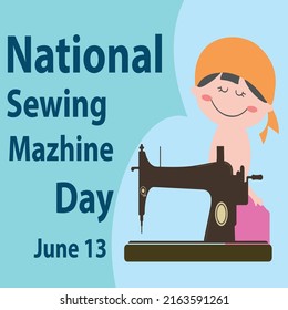 National Sewing Machine Day on June 13 and Vector EPS10 illustration