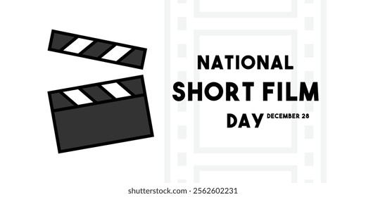 National Short Film Day. December 28. Banner, card, background. Eps 10.