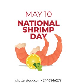 National Shrimp Day Design Vorlage. Shrimp Vektorgrafik Design. Shrimp Bild. Vektorgrafik EPs 10. Flache Design. Meeresfrüchte.