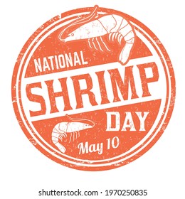 National shrimp day grunge rubber stamp on white background, vector illustration