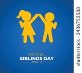 National Siblings Day. 10 April. Holiday concept. Template for background with banner, poster and card. Vector illustration.