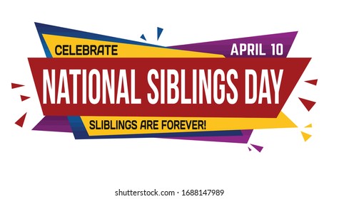 National siblings day banner design on white background, vector illustration