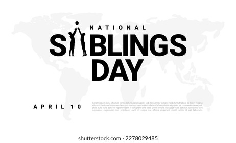 National siblings day banner poster isolated on white background celebrated on april 10.