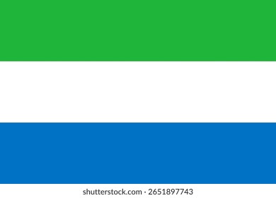 Bandeira nacional da Serra Leoa. Bandeira da Serra Leoa. África. Ilustração em 3D.