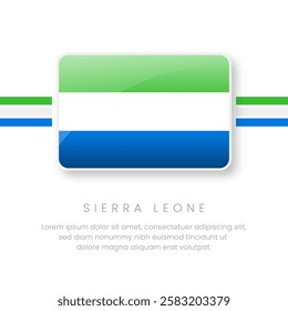 National Sierra Leone Flag.Vector Sierra Leone Button Flag. Realistic National Flag Design and Vector Template.