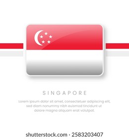 National Singapore Flag.Vector Singapore Button Flag. Realistic National Flag Design and Vector Template.
