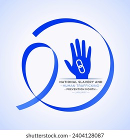 National Slavery and Human Trafficking Prevention Month is observed every year on january. Vector illustration on the theme of National Human Trafficking Awareness Month. Template for banner design.