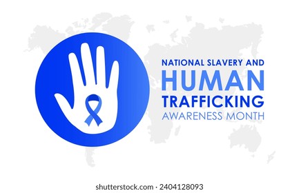 National Slavery and Human Trafficking Prevention Month is observed every year on january. Vector illustration on the theme of National Human Trafficking Awareness Month. Template for banner design.