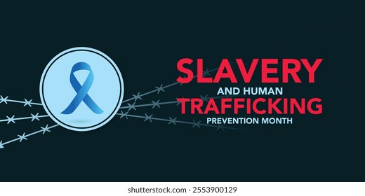 National Slavery and Human Trafficking Prevention Month is observed every year on january. Vector illustration on the theme of National Human Trafficking Awareness Month. Template for banner design.
