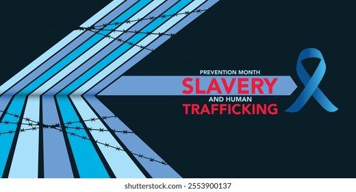 National Slavery and Human Trafficking Prevention Month is observed every year on january. Vector illustration on the theme of National Human Trafficking Awareness Month. Template for banner design.
