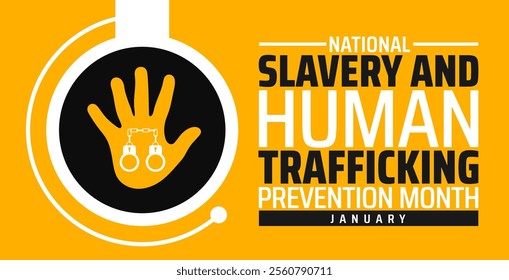 National Slavery and Human Trafficking Prevention Month background, banner or poster design template. observed every year in January. Holiday concept. Use to any Template, card, poster, placard.