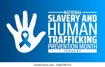 National Slavery and Human Trafficking Prevention Month background, banner or poster design template. observed every year in January. Holiday concept. Use to any Template, card, poster, placard.