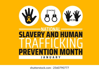 National Slavery and Human Trafficking Prevention Month background, banner or poster design template. observed every year in January. Holiday concept. Use to any Template, card, poster, placard.