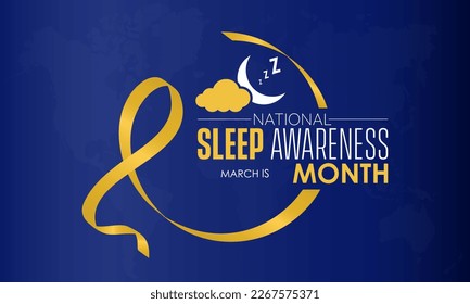 National Sleep Awareness Month. Consider of your well-being impact concept banner, template, card, background observed on March