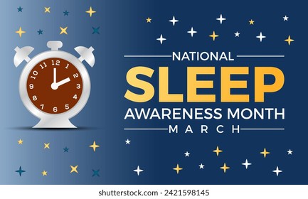 National Sleep Awareness Month Observed every year of March, Mental Health Vector banner, flyer, poster and social medial template design.