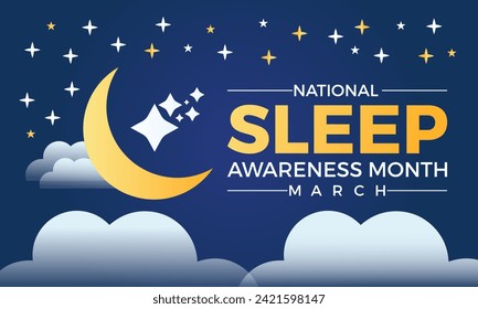 National Sleep Awareness Month Observed every year of March, Mental Health Vector banner, flyer, poster and social medial template design.