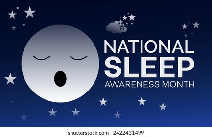 National Sleep Awareness Month Observed every year of March, Mental Health Vector banner, flyer, poster and social medial template design.