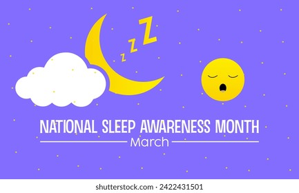National Sleep Awareness Month Observed every year of March, Mental Health Vector banner, flyer, poster and social medial template design.