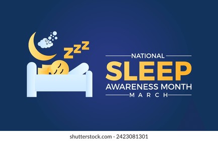 National Sleep Awareness Month Observed every year of March, Mental Health Vector banner, flyer, poster and social medial template design.