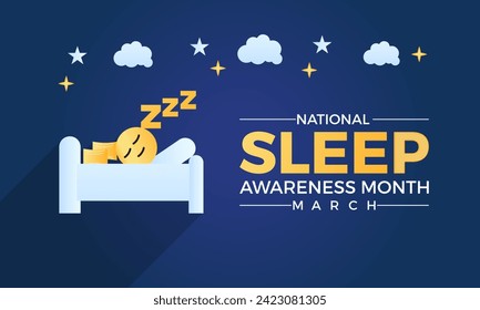 National Sleep Awareness Month Observed every year of March, Mental Health Vector banner, flyer, poster and social medial template design.