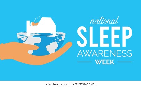 National Sleep awareness week  is observed every year in March, Holiday, poster, card and background vector illustration sleping shape design.