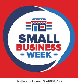 National Small Business Week is May. Support local business. Celebrated annual in United States. Business concept. Patriotic design. Poster, card, banner and background. Vector illustration