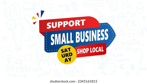 National Small Business Week. Support local business banner with doodle art business.