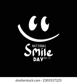 National Smile Day design vector. May 31. Hand Drawn. Black background. Eps 10.