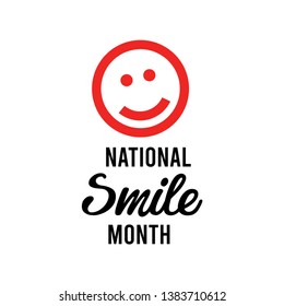 National Smile Month celebrate vector template. Design for banner, greeting cards or print. Happiness smile day.