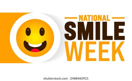 National Smile Week is observed every year in August. Holiday concept. Template for background, banner, card, poster, placard, design template with unique shapes with standard color.