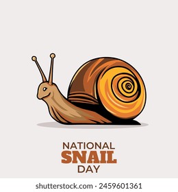 National Snail Day poster vector illustration. Cute brown snail cartoon character. Template for background, banner, card. May 29 every year. Important day