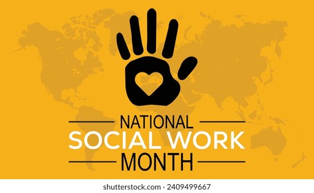 National Social Work month is observed every year in March. Holiday, poster, card and background vector illustration design.