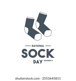 National Sock Day. December 4. White background. Flat design vector. Eps 10.