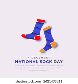 National Sock Day Paper cut style Vector Design Illustration for Background, Poster, Banner, Advertising, Greeting Card
