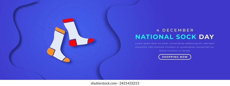 Estilo de corte de papel del Día del Sock Nacional Ilustración de diseño vectorial para fondo, afiche, cartel, publicidad, tarjeta de saludo