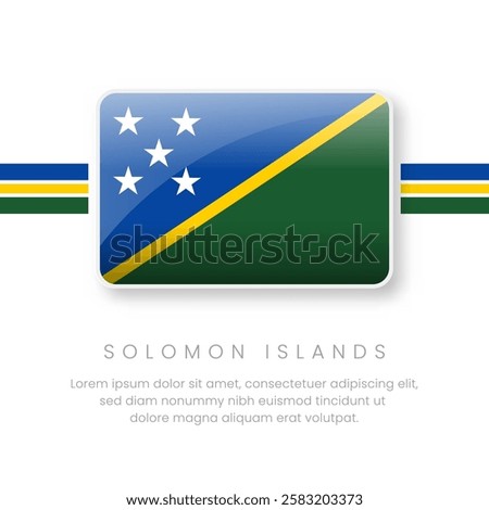 National Solomon Islands Flag.Vector Solomon Islands Button Flag. Realistic National Flag Design and Vector Template.