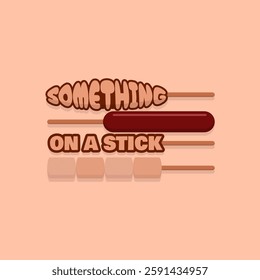 National Something On a Stick Day to celebrate on March 28th. Chocolate ice cream on beige background. Food event banner.