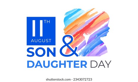 national son and daughter day celebration design, cheerful concept. isolated white background. colored silhouette of a little boy