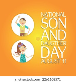 National Son and Daughter Day . Design suitable for greeting card poster and banner