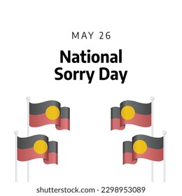 national sorry day design template for celebration. national sorry day vector design with hand and flag illustratuonn. flat hand and flag illustration.