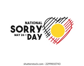 National Sorry Day. May 26. Abstract line love icon. White background. Poster, banner, card, background. Eps 10.