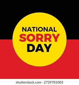 National Sorry Day Poster, Vektorgrafik. Quadratischer Vektor der australischen Aborigine-Flagge. Vorlage für Hintergrund, Banner, Karte. 26. Mai jedes Jahres. Wichtiger Tag