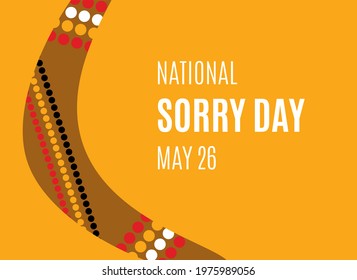 National Sorry Day vector. Boomerang detail on a orange background vector. Sorry Day Poster, May 26. Important day