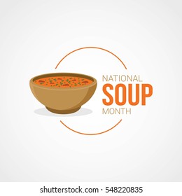 National Soup Month Vector Illustration.