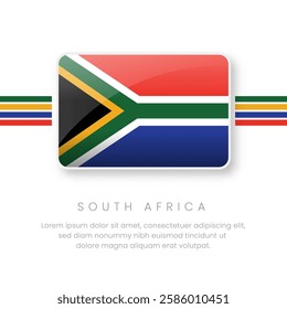 National South Africa Flag.Vector South Africa Button Flag. Realistic National Flag Design and Vector Template.