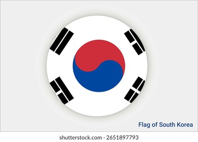 Bandeira nacional da Coreia do Sul. Bandeira da Coreia do Sul. Ásia. Ilustração em 3D.