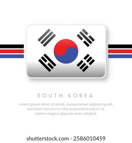 National South Korea Flag.Vector South Korea Button Flag. Realistic National Flag Design and Vector Template.