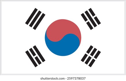 National South Korea, official colors and proportion correctly. National South Korea flag. Vector illustration. South Korea flag vector icon, simple, flat design for web or mobile app